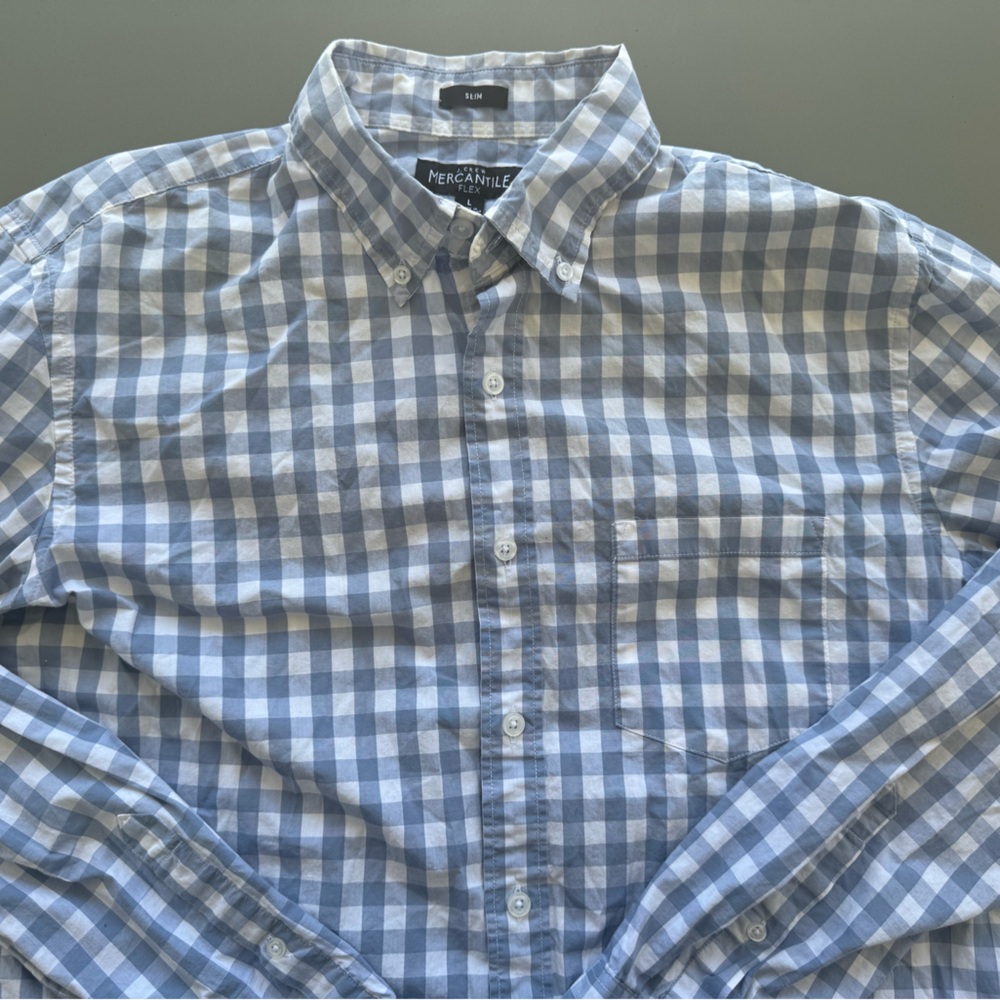 J. Crew Blue and White Checkered Shirt